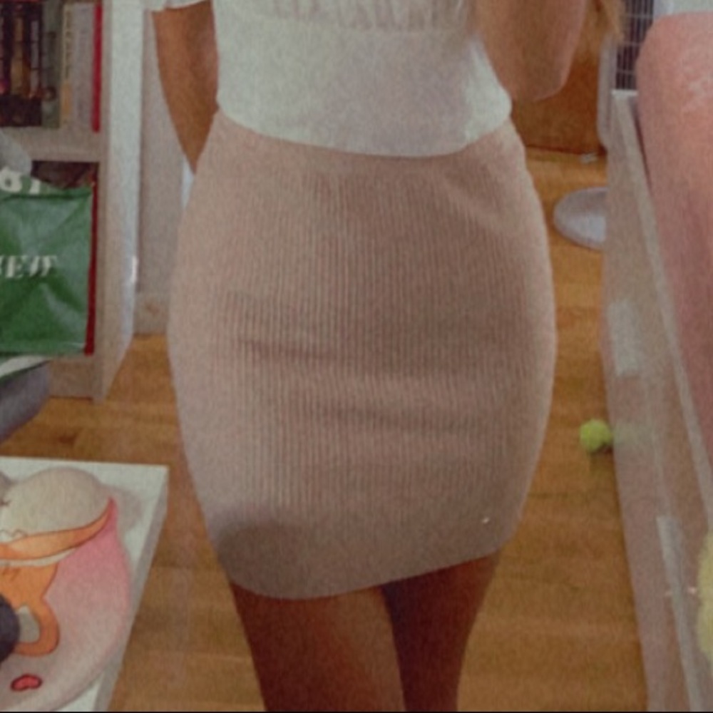 Tan Brown Ribbed Skirt - Picture 2 of 4